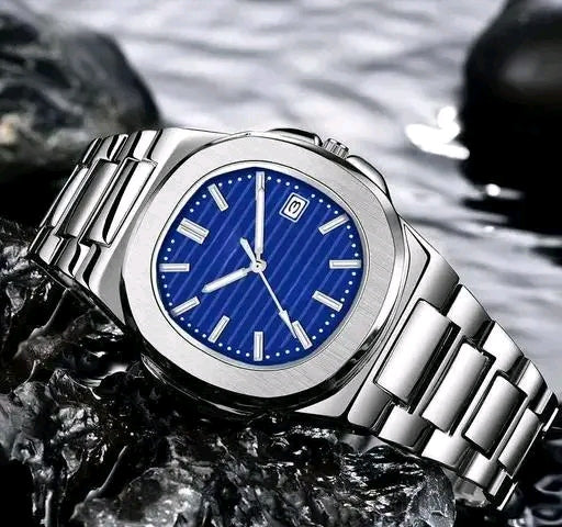 Day Date Functioning Stainless Steel Chain Watch for Men